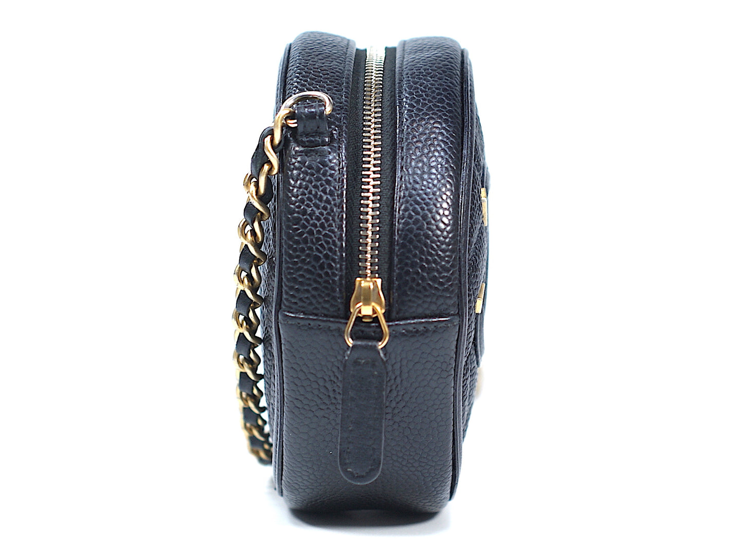 Chanel Black Caviar Round Clutch Crossbody Bag
