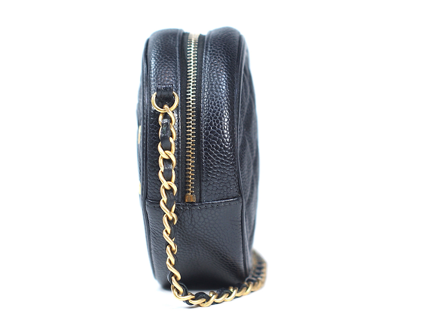 Chanel Black Caviar Round Clutch Crossbody Bag