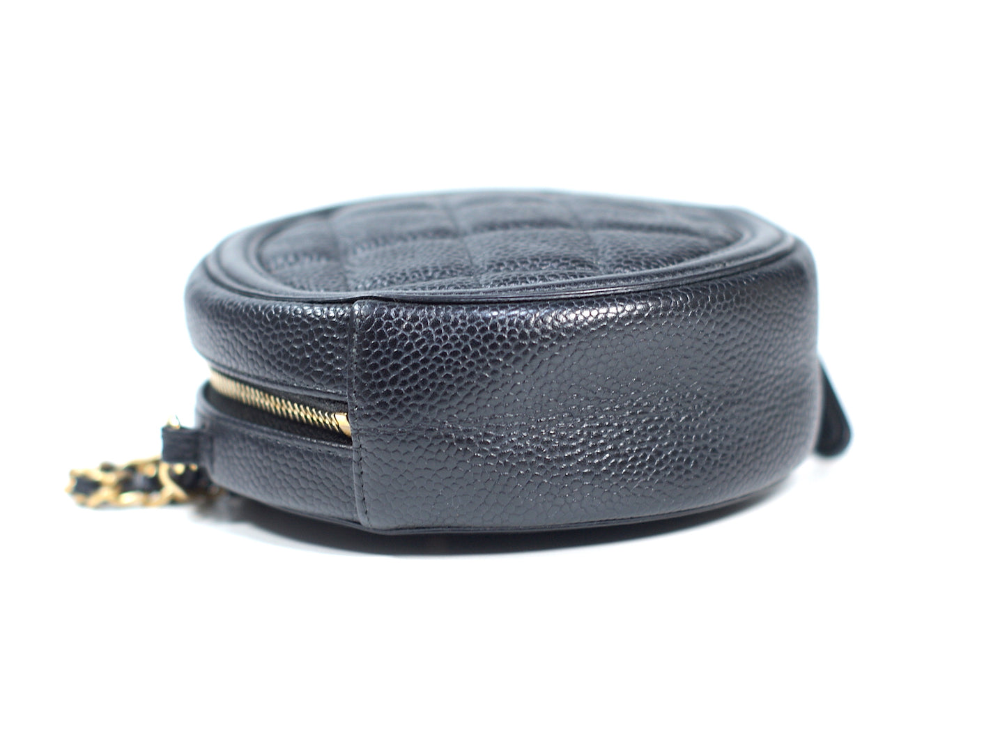 Chanel Black Caviar Round Clutch Crossbody Bag