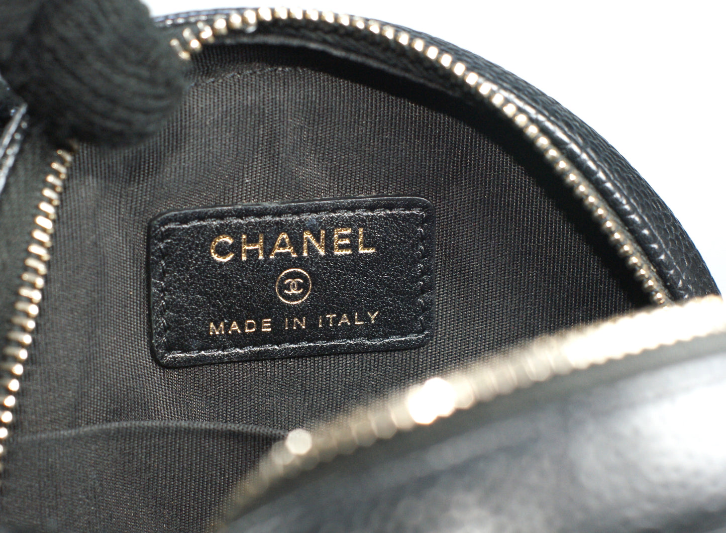 Chanel Black Caviar Round Clutch Crossbody Bag