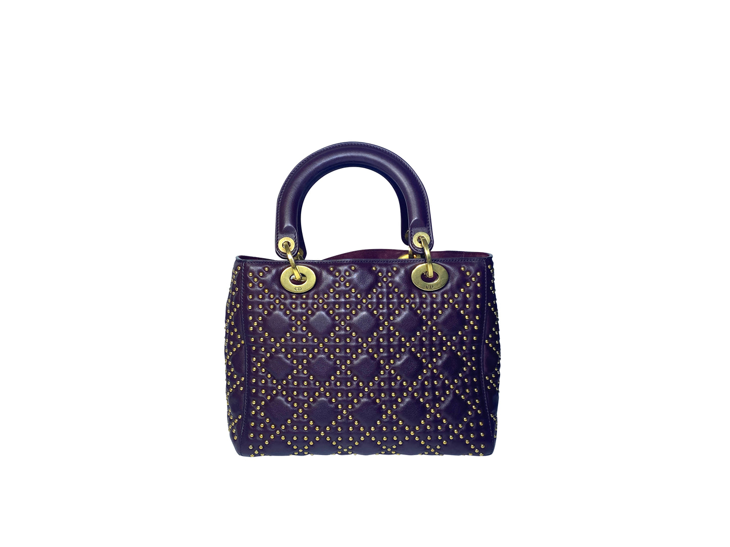 Christian Dior Lady Dior Cannage Studded Burgundy