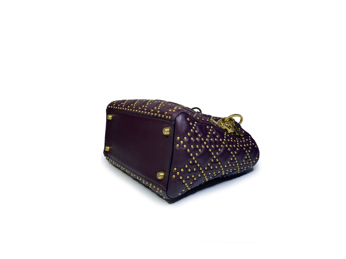 Christian Dior Lady Dior Cannage Studded Burgundy