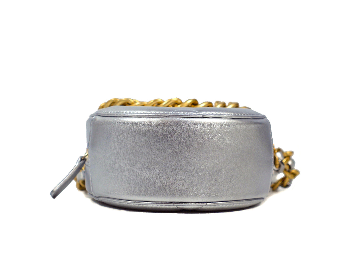 Chanel 19 Bag Round Chain Clutch Silver