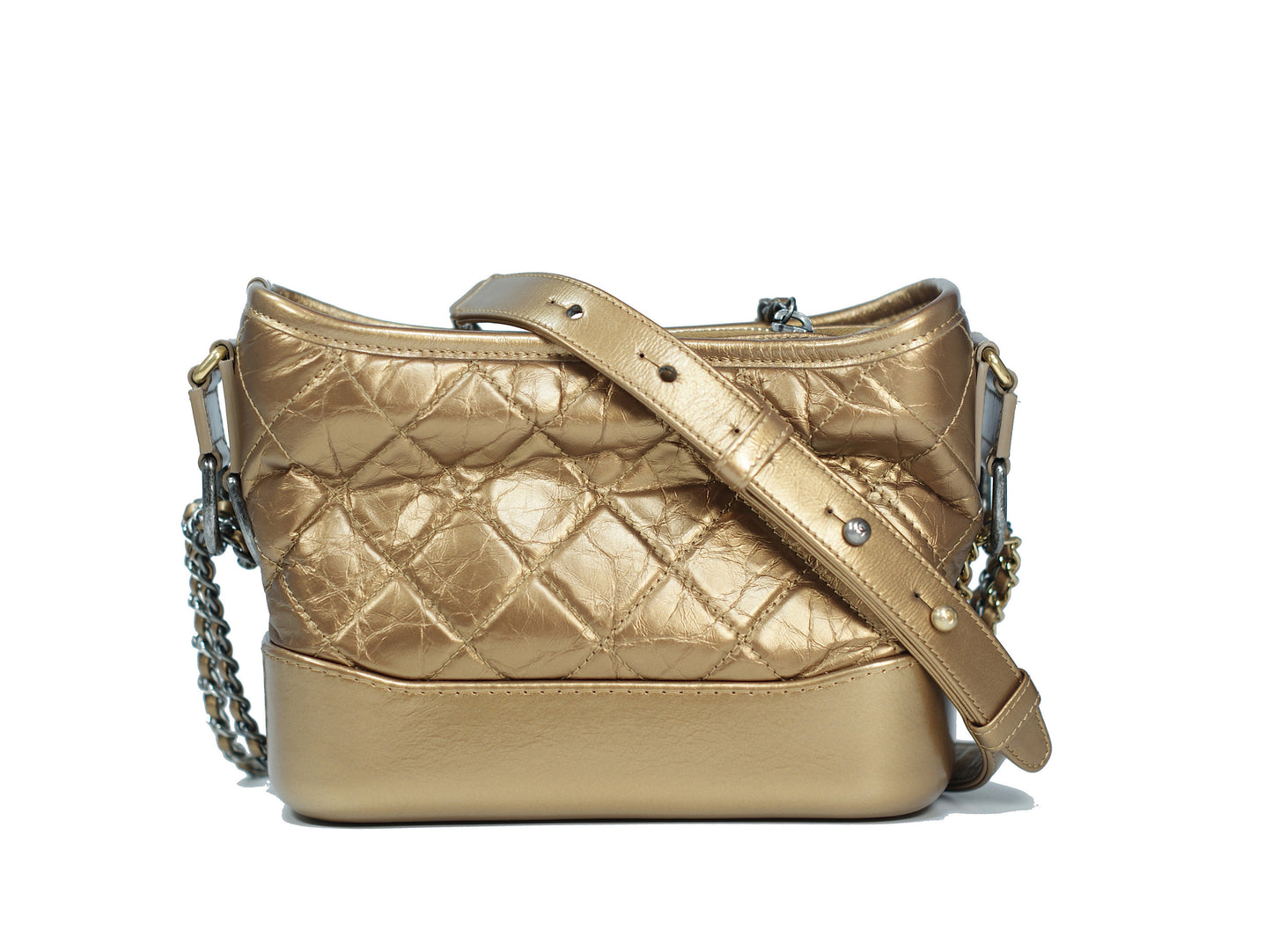 Chanel Gabrielle Aged Calf Skin Bronze Chain Bag Small