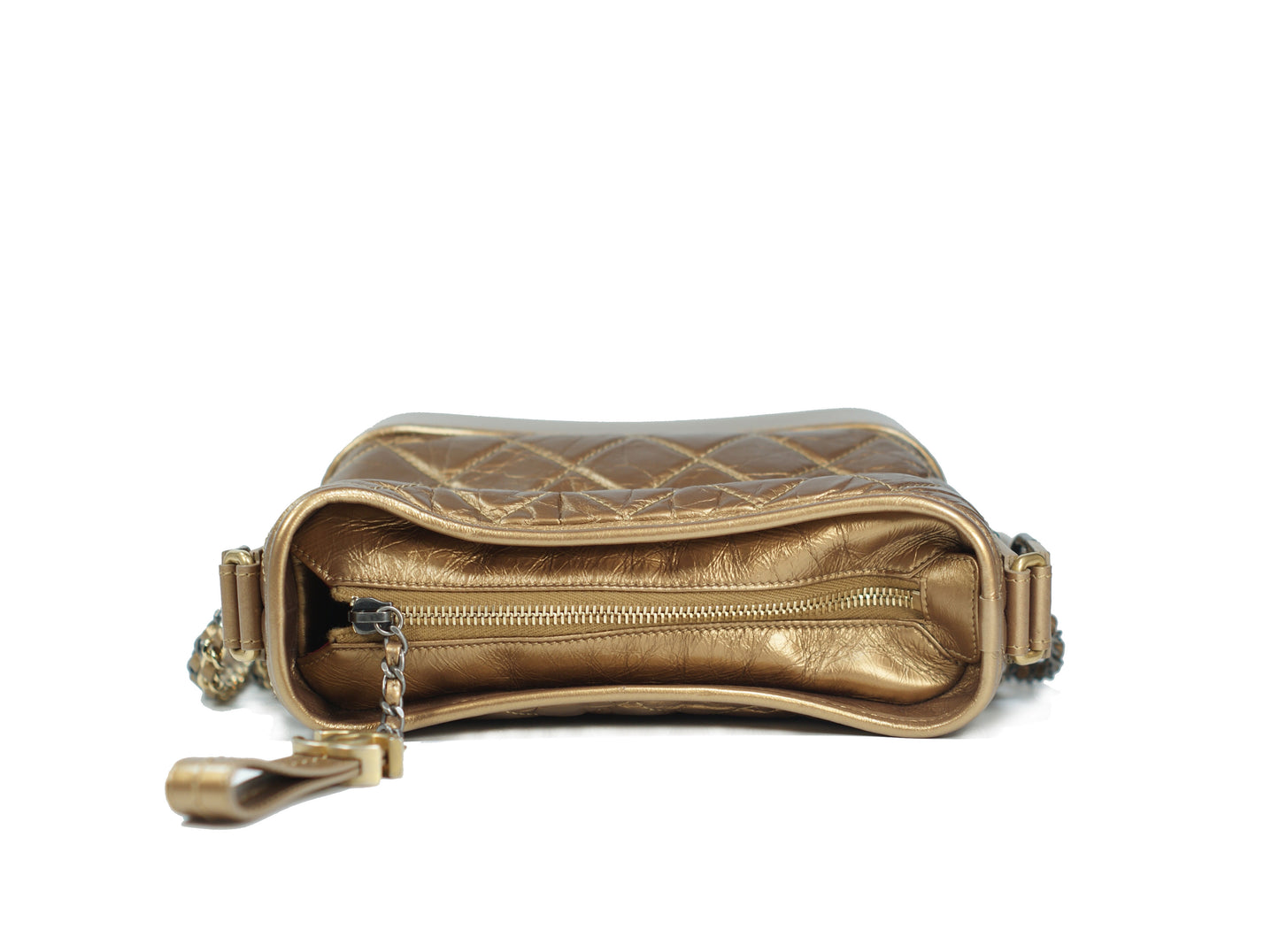 Chanel Gabrielle Aged Calf Skin Bronze Chain Bag Small