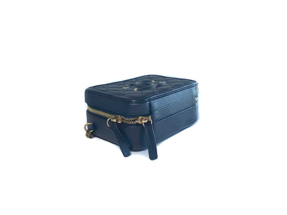 Chanel Caviar Filigree Camera Vanity Bag Navy Small
