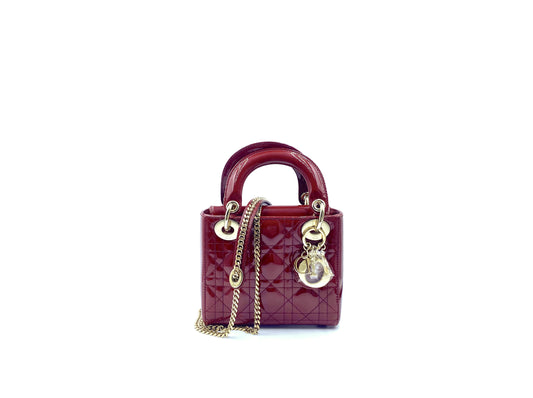 Christian Dior Lady Mini Patent Red