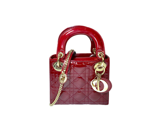 Christian Dior Lady Dior Mini Patent Red