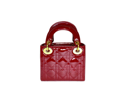 Christian Dior Lady Dior Mini Patent Red