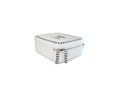 Chanel Filigree Caviar Camera Bag Medium White & Black Stripe