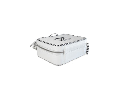 Chanel Filigree Caviar Camera Bag Medium White & Black Stripe