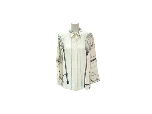 Hermes Printed Silk Shirt Size 34