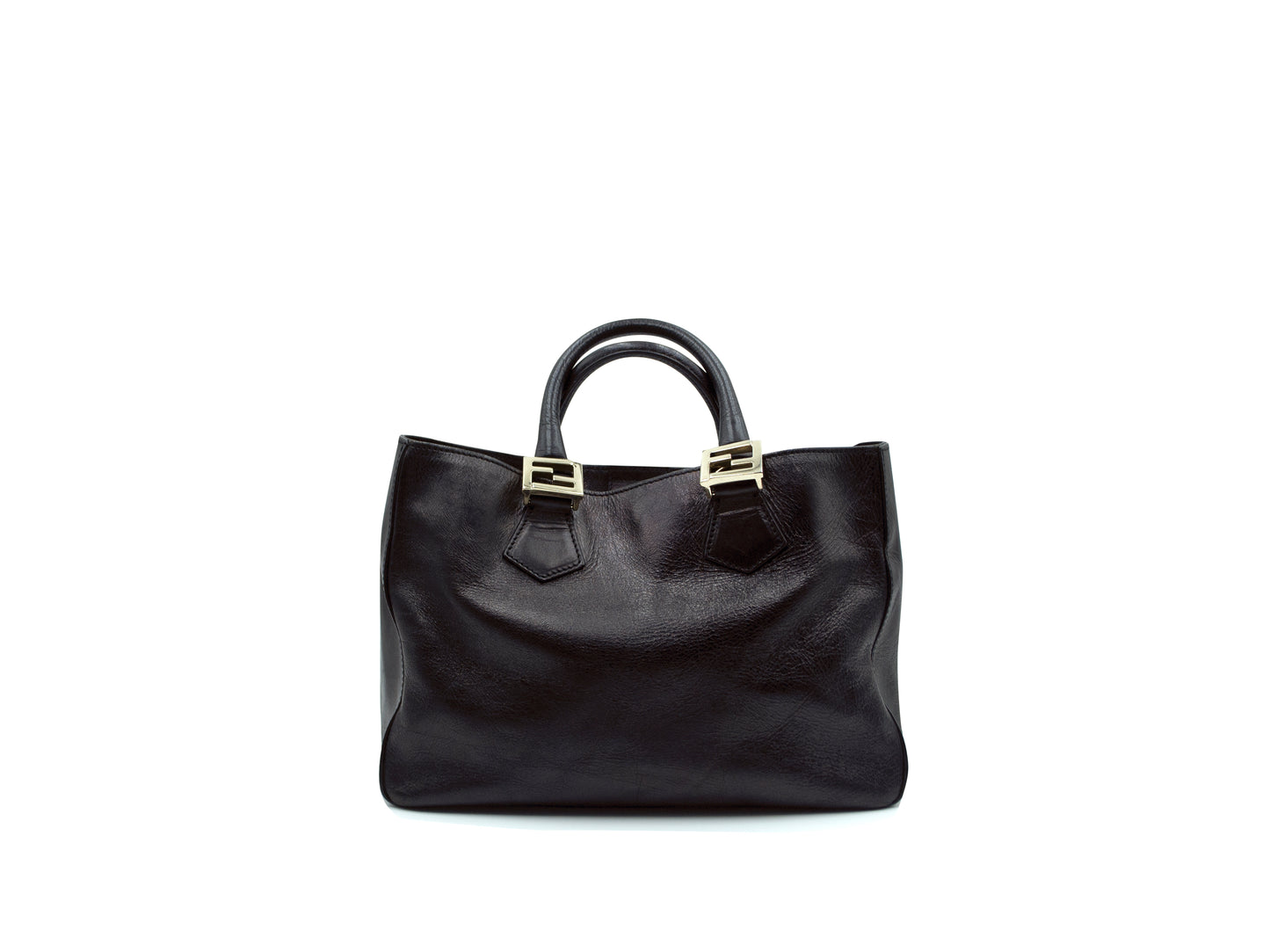 Fendi Black Leather Tote Handbag
