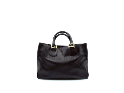 Fendi Black Leather Tote Handbag