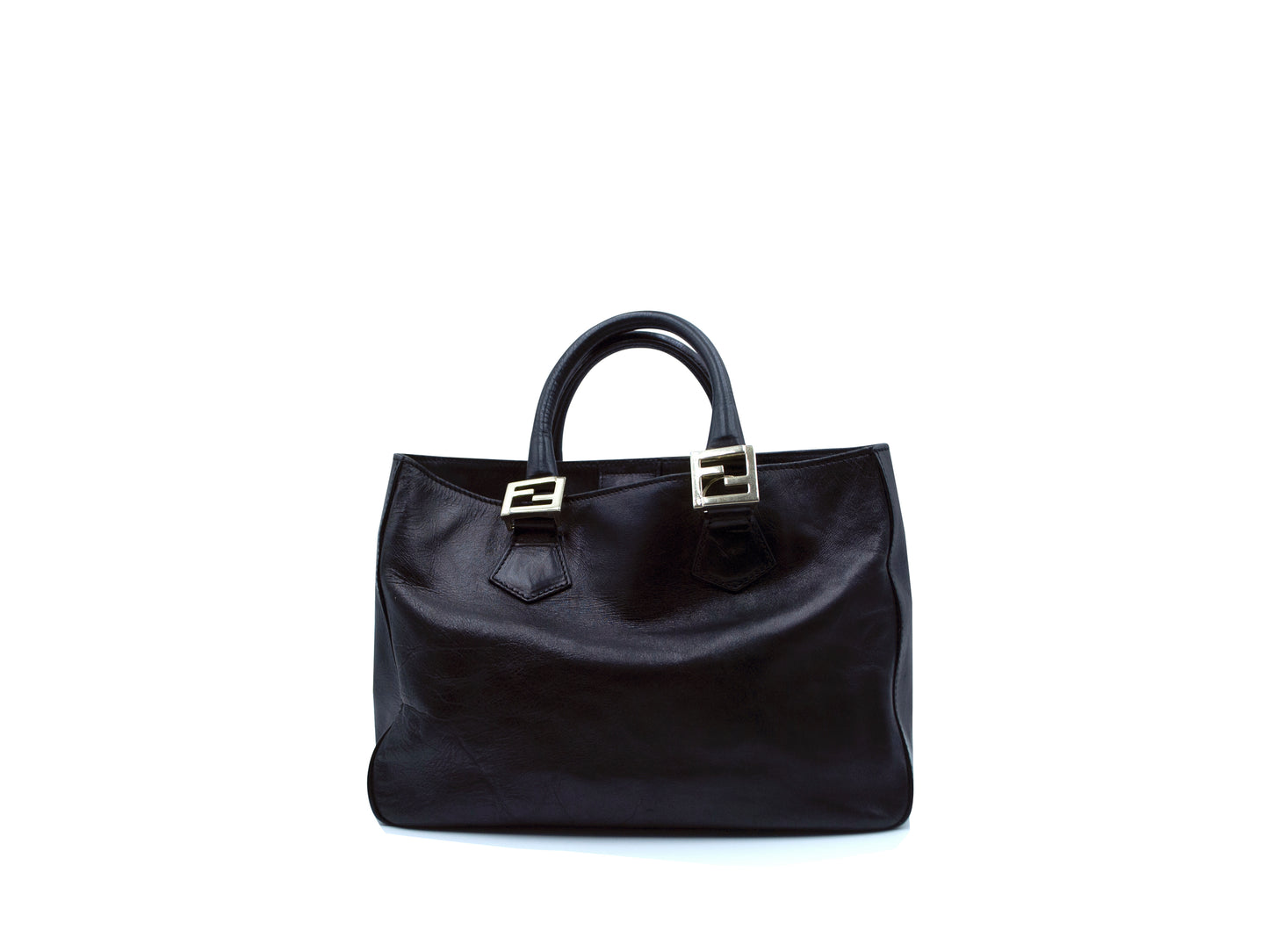Fendi Black Leather Tote Handbag