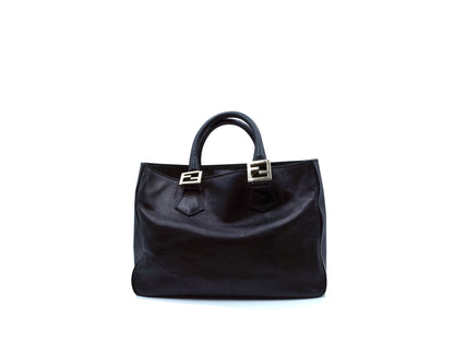 Fendi Black Leather Tote Handbag