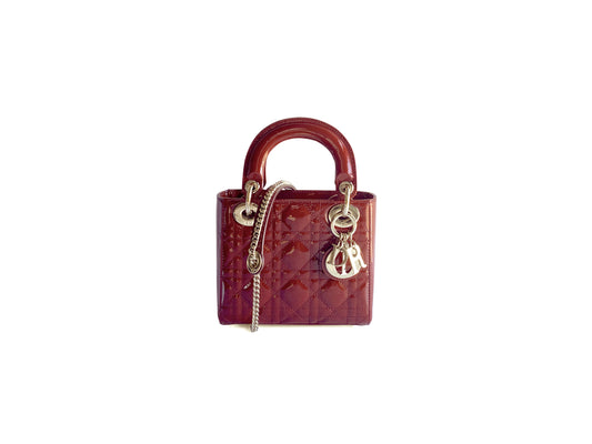 Christian Dior Lady Mini Patent Red