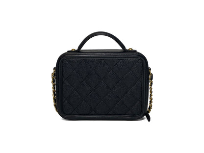 Chanel Caviar Filigree Camera Vanity Black Small