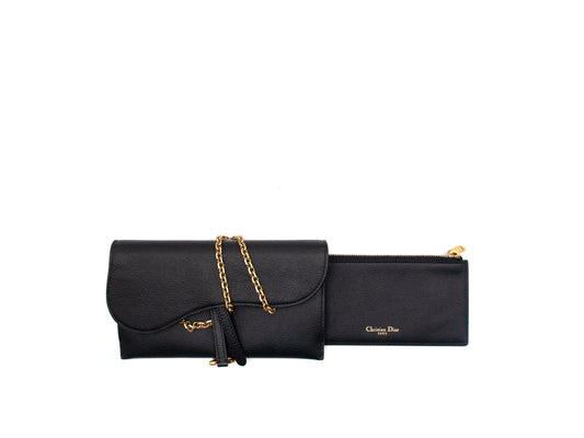 Christian Dior Saddle Woc Wallet on Chain Grained Calfskin