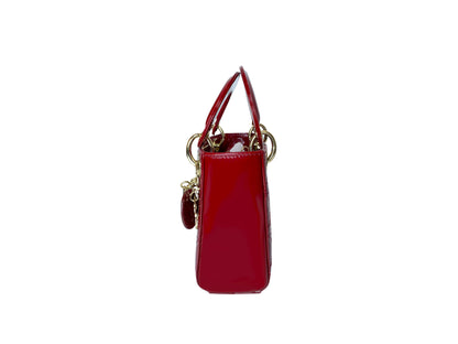 Christian Dior Lady Dior Mini Patent Red