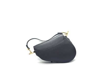 Christian Dior Saddle Medium Grained Calfskin Black