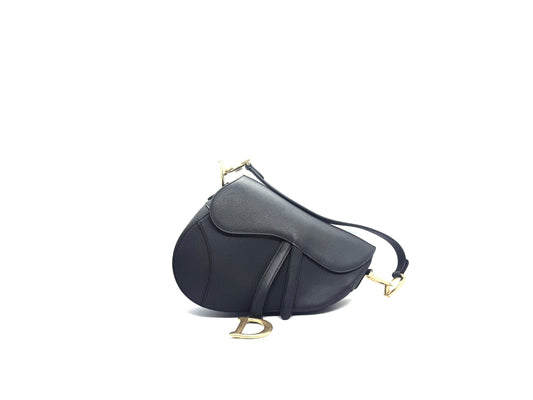 Christian Dior Saddle Medium Grained Calfskin Black