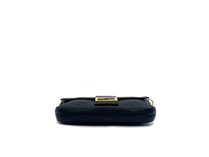 Fendi Baguette Leather Shoulder Bag Black