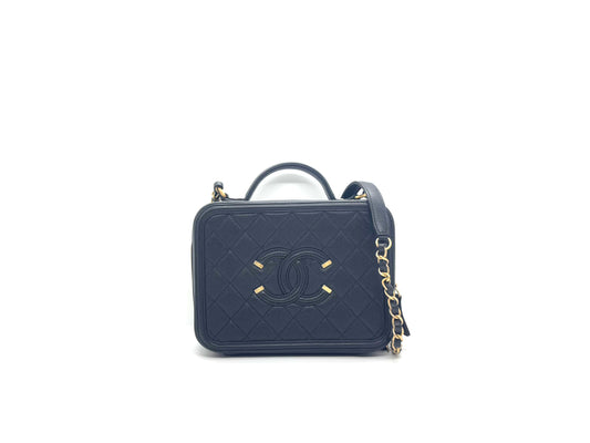 Chanel Caviar Filigree Camera Vanity Black Medium
