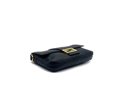 Fendi Baguette Leather Shoulder Bag Black