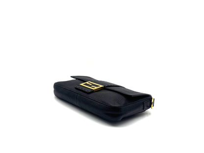 Fendi Baguette Leather Shoulder Bag Black