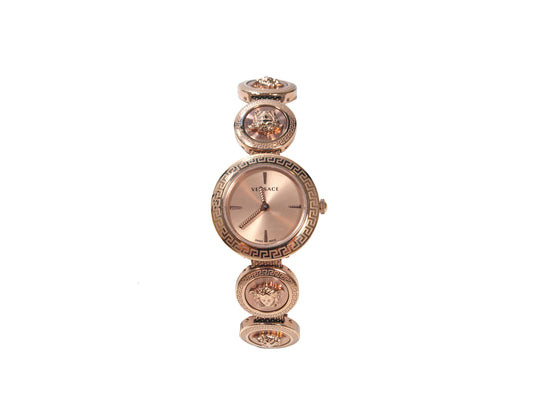 Versace Medusa Studded Watch Rose Gold