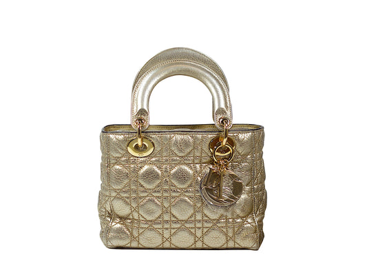 Christian Dior Lady Dior Metallic Gold Small