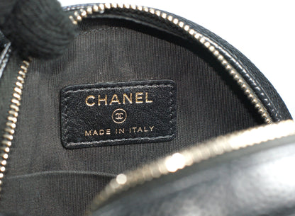 Chanel Black Caviar Round Clutch Crossbody Bag