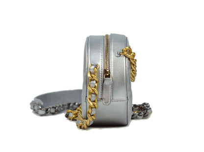Chanel 19 Bag Round Chain Clutch Silver