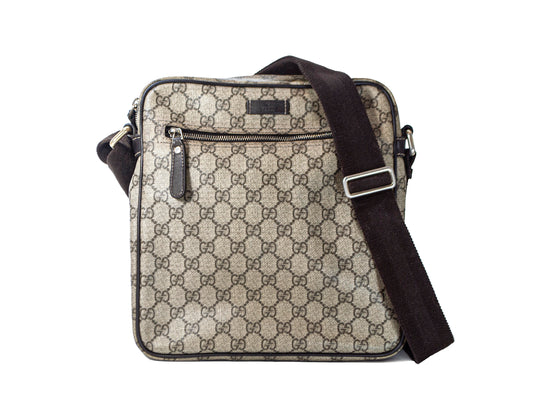 Gucci Men's GG Supreme Canvas Messenger Cross Body Bag