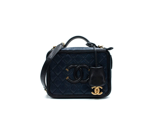 Chanel Caviar Filigree Chain Camera Bag Medium