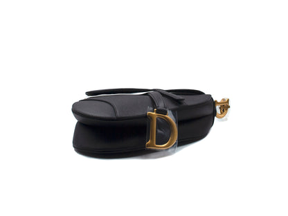 Christian Dior Saddle Medium Grained Calfskin Black