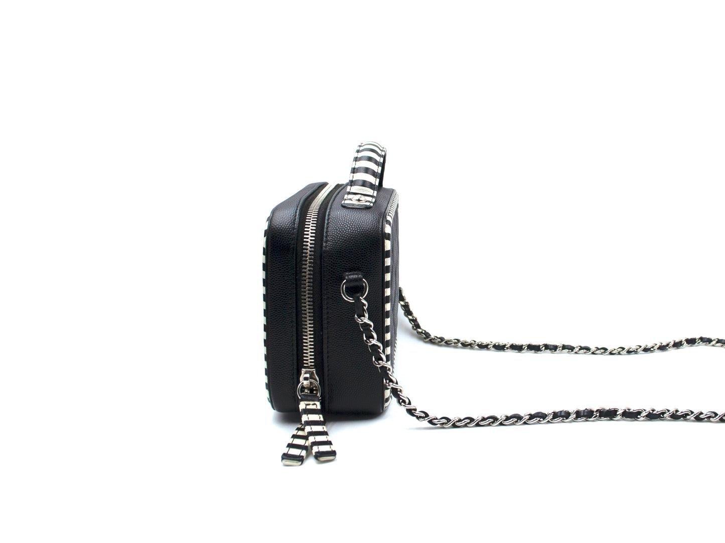 Chanel Caviar Filigree Camera Bag Striped Small