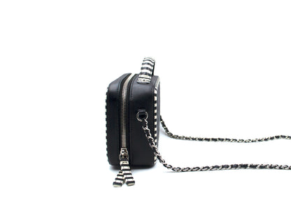 Chanel Caviar Filigree Camera Bag Striped Small