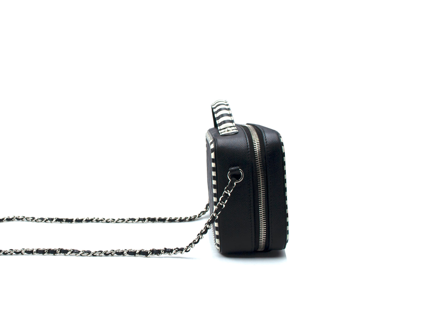 Chanel Caviar Filigree Camera Bag Striped Small