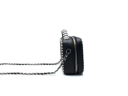 Chanel Caviar Filigree Camera Bag Striped Small