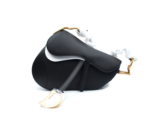 Christian Dior Saddle Medium Grained Calfskin Black