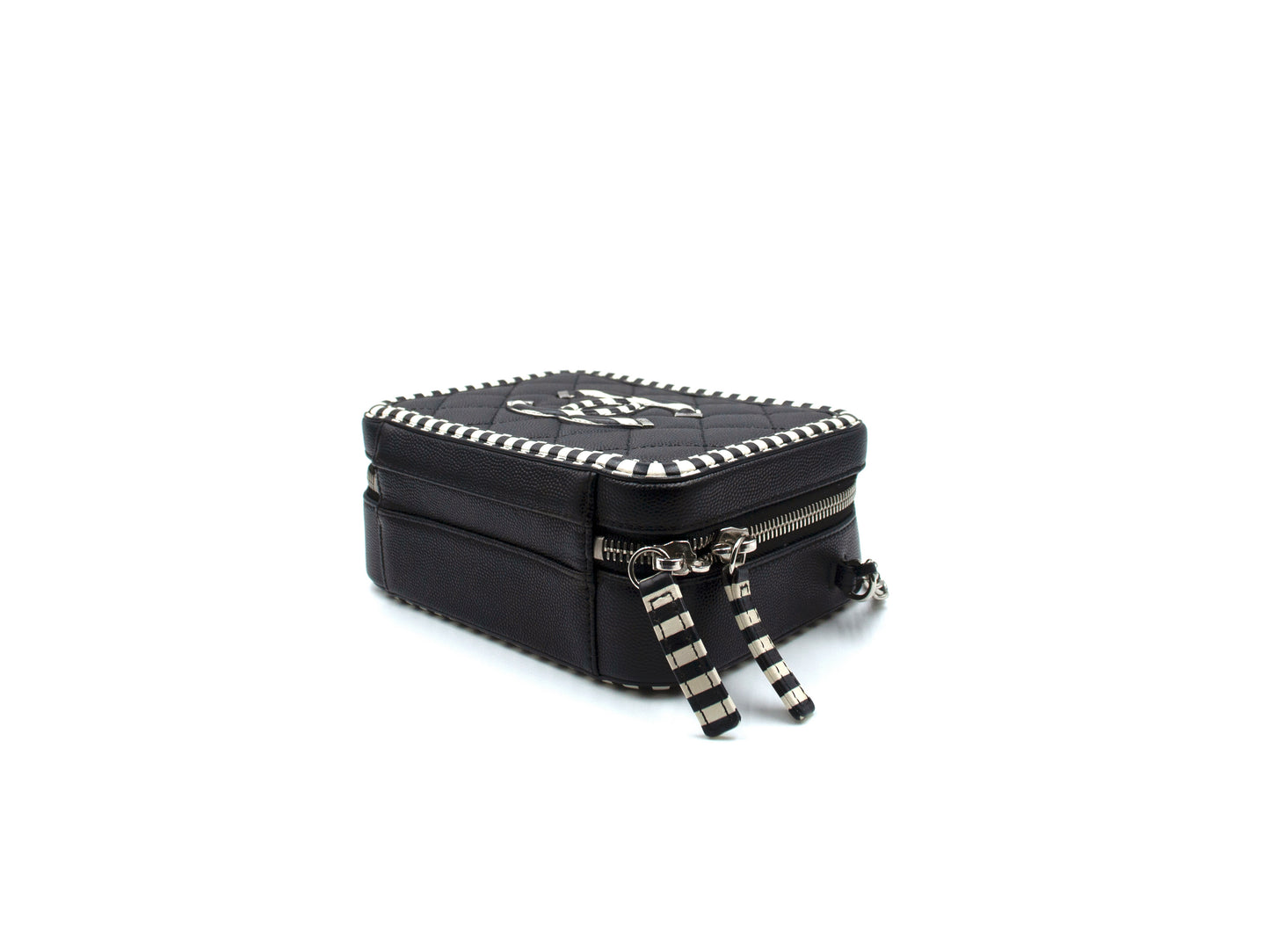 Chanel Caviar Filigree Camera Bag Striped Small