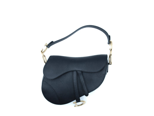 Christian Dior Saddle Medium Grained Calfskin Black