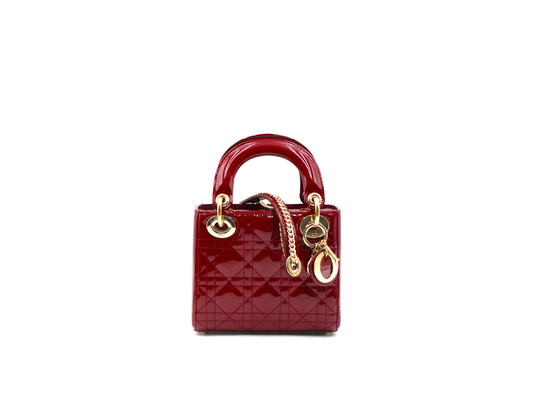 Christian Dior Lady Mini Patent Red