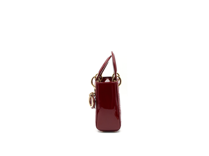 Christian Dior Lady Mini Patent Red