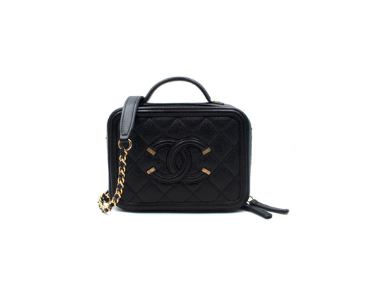 Chanel Caviar Filigree Vanity Camera Bag Small