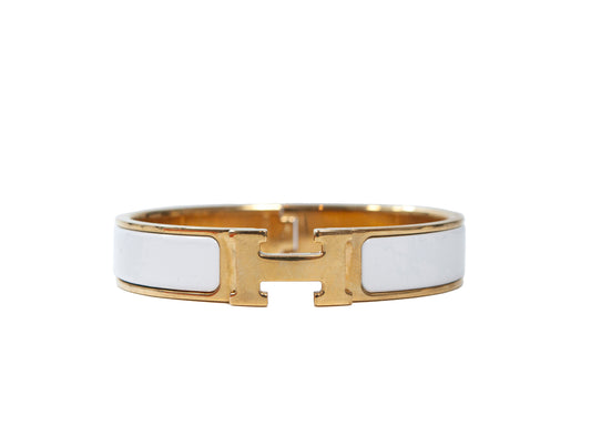 Hermes Small H Clic Bracelet White