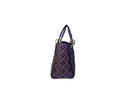 Christian Dior Lady Dior Cannage Studded Burgundy
