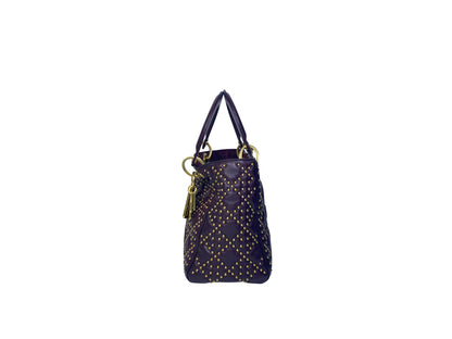 Christian Dior Lady Dior Cannage Studded Burgundy